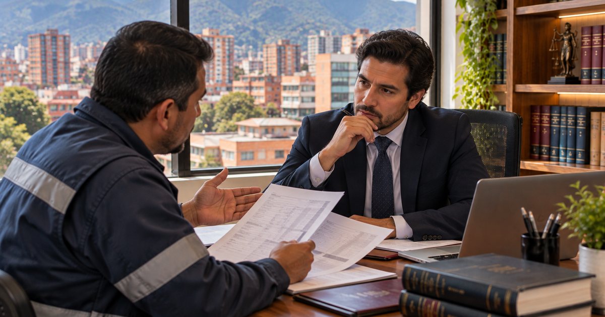 Abogado laboral con un cliente en Bogotá
