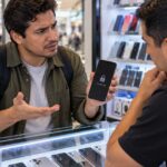 Joven reclama en un local de celulares por un teléfono usado reportado como robado