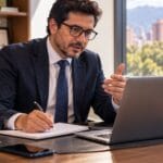 Abogado atiende una consulta jurídica por videollamada