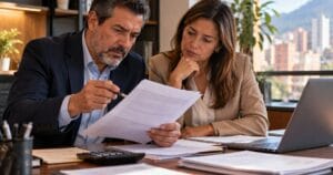 Contador y empresaria revisan un requerimiento tributario para responder a la DIAN