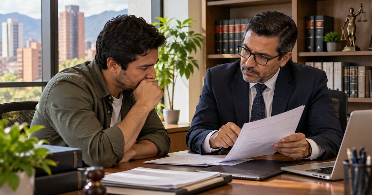 Abogado laboralista revisa con un trabajador los documentos para demandar un despido injustificado