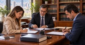Pareja firma su divorcio de mutuo acuerdo ante un notario en Bogotá