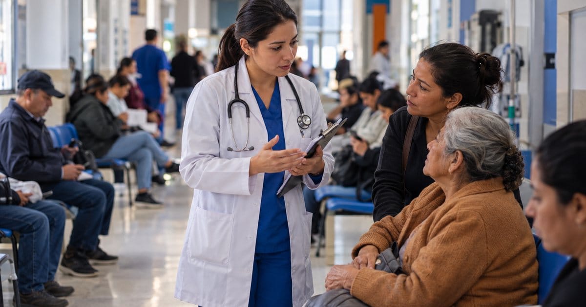 Médica conversa con una paciente en un hospital público mientras avanza la reforma a la salud en el Senado