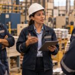 Trabajadores escuchan a su supervisora sobre los cambios de la reforma laboral